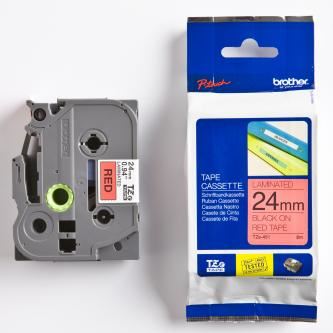 Páska do štítkovače Brother TZe-451 24mm, černý tisk/červený podklad