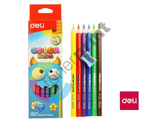 Pastelky DELI trojhranné JUMBO  6 barev Color Kids EC00660