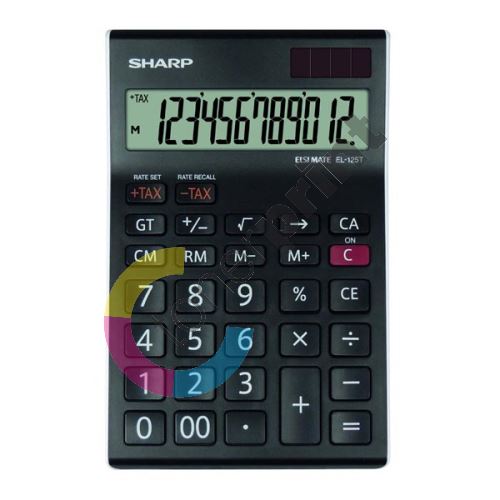 Kalkulačka Sharp EL125TWH, černo-bílá, stolní, dvanáctimístná 1