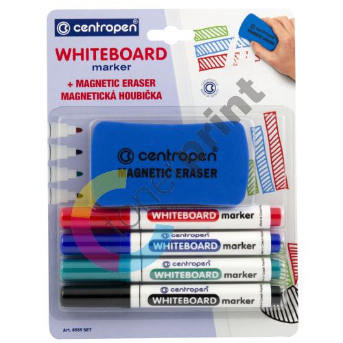 Centropen 8559 Whiteboard 4 barvy, magnetická houbička 1