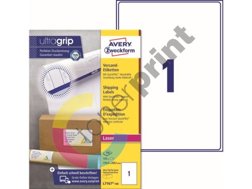 Etikety na balíky Ultragrip 199,6 x 289,1 mm, 100 listů A4 L7167-100 1