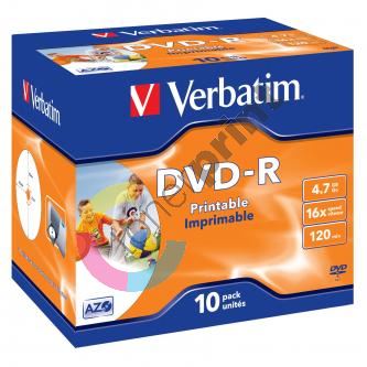 Verbatim DVD-R, DataLife PLUS, 4,7 GB, Wide Printable, jewel box, 43521, 16x, 10-pack