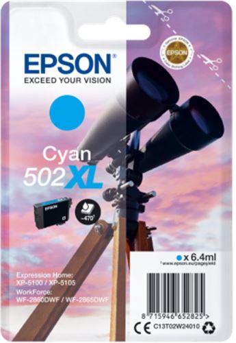 Inkoustová cartridge Epson 502XL, C13T02W24010, cyan, 6,4 ml, originál