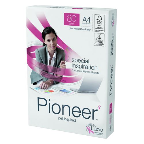 Xerografický papír Pioneer, bílá, kancelářský papír, 80g,A4, cena za odběru 120 balíčků