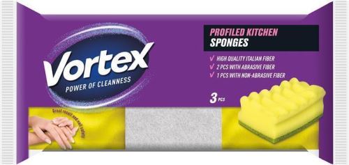 VORTEX Profiled & Care tvarované houbičky na nádobí 2+1 ks
