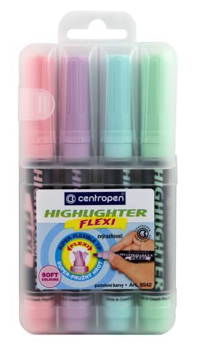 Centropen 8542 Highlighter Flexi Soft, pastelová sada 4 barev 1