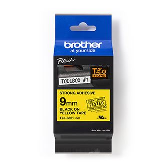 Páska do štítkovače Brother TZe-S621, 9mm, černý tisk/žlutý podklad, originál