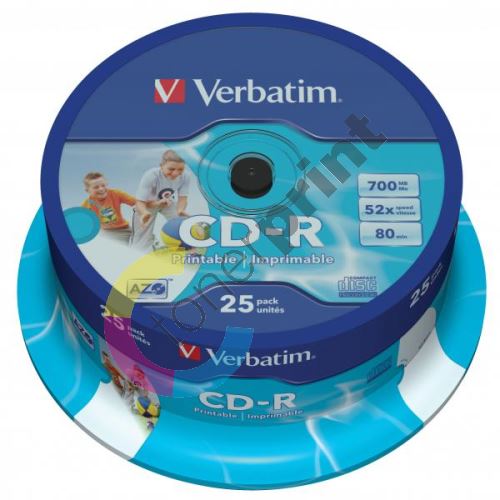 Verbatim CD-R, DataLife PLUS, 700 MB, Wide Printable, cake box, 43439, 52x, 25-pack 1