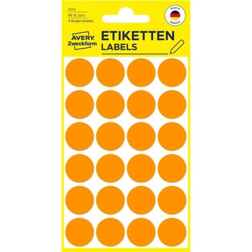 Etikety na ruční popis kolečko průměr 18 mm - světle oranžové - 3173