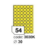 Samolepící etikety Rayfilm Office průměr 30 mm 100 archů, matně žlutá, R0121.3030KA