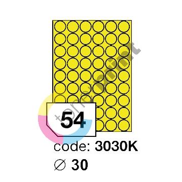 Samolepící etikety Rayfilm Office průměr 30 mm 100 archů, matně žlutá, R0121.3030KA 1