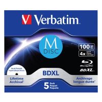 Verbatim 100GB MDISC, Lifetime archival BDXL, jewel, 43834, 4x, 5-pack
