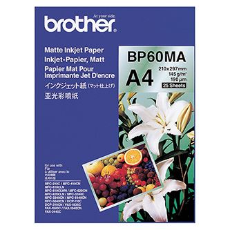 Brother BP60MA, Matte Inkjet Paper, foto papír, matný, bílý, A4, 145 g/m2, 25 ks, inkoust