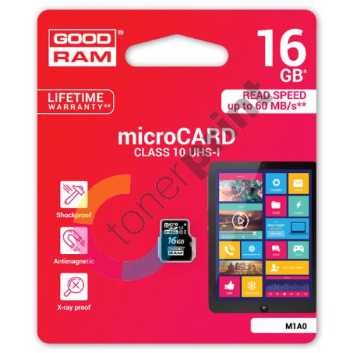 16GB Goodram Micro Secure Digital Card, micro SDHC, UHS I, pro archivaci 1