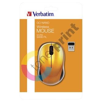 Myš Verbatim bezdrátová, 1 kolečko, USB, oranžová, 1600dpi