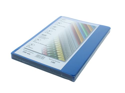 Přední desky pro kroužkovou vazbu, A4 200my, A4 modré, čiré, průhledné