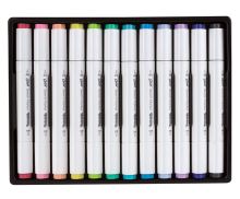 Skicovací fixy Colorino Artist oboustranné, trojhranné, štětcový a seříznutý hrot, 12 ba (1)