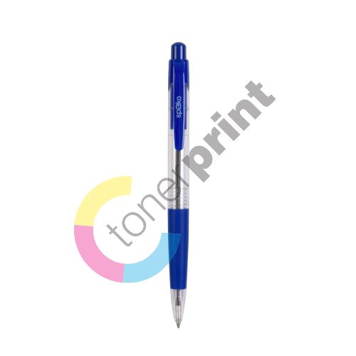 Spoko kuličkové pero S0112, průhledné, modrá náplň, modré 1
