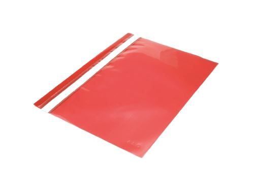 Rychlovazač z PVC přední strana průhledná, tenká, zadní strana červená 1