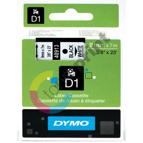 Páska Dymo D1 9mm x 7m, černý tisk/bílý podklad 40913, S0720680 3