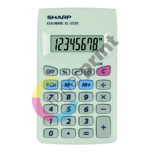 Kalkulačka Sharp EL233S, bílá, kapesní, osmimístná 1