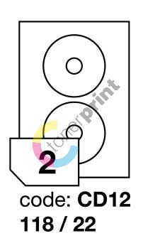 Samolepící etikety Rayfilm Office průměr 118/22 mm 300 archů, laser, R0119.CD12D 1