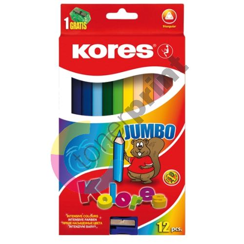 Kores Kolores Jumbo 93512, trojhranné pastelky, 12 barev 1