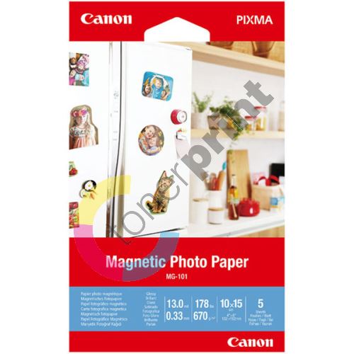Canon Magnetic Photo Paper, foto papír, lesklý, bílý, 10x15cm, 670 g/m2, 5 ks 1