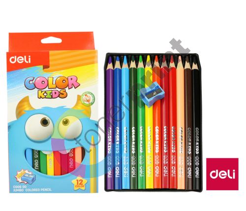 Pastelky Deli Color Kids trojhranné Jumbo 12 barev
