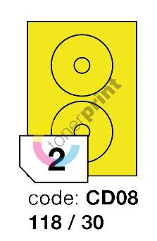 Samolepící etikety Rayfilm Office průměr 118/30 mm 300 archů, fluo žlutá, R0131.CD08D 1