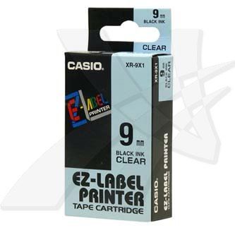 Páska do tiskárny štítků Casio XR-9X1 9mm černý tisk/průhledný podklad