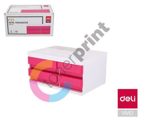 Box zásuvkový RIO 4 zásuvky DELI EZ25040 růžový