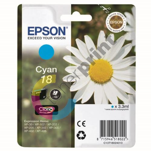 Cartridge Epson C13T18024012, cyan, originál 1