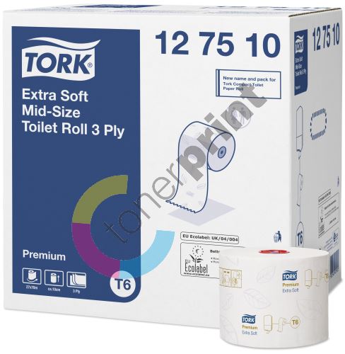 Tork Mid-size extra jemný toaletní papír, 3vrstvý, bílý, T6 1