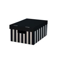 Úložná krabice s víkem 28x37x18cm, 2ks, černá