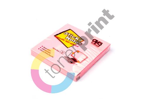 Samolepící bloček Auro 75x75mm, neon růžový, 100 lístků