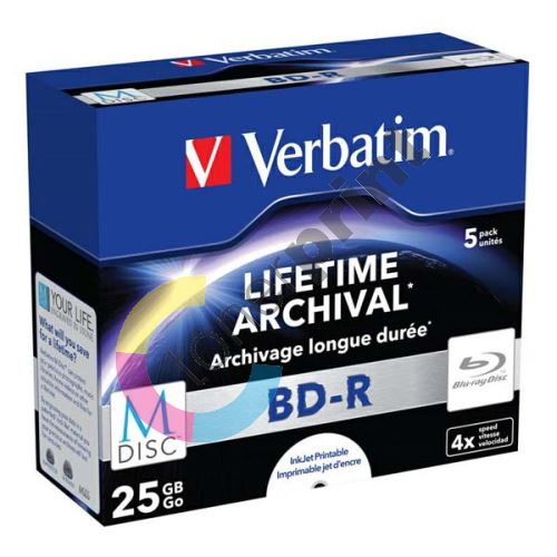 Verbatim 25GB BD-R M-DISC, Single layer/Injekt printable, jewel, 43823, 4x, 5-pack 1