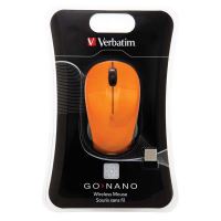 Verbatim myš bezdrátová, 1 kolečko, USB, oranžová, 1600dpi
