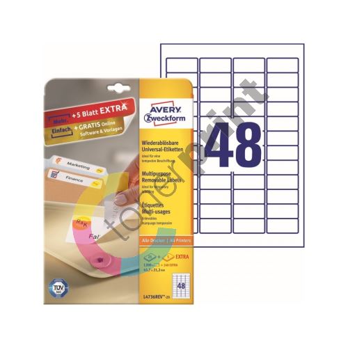 Snímatelné etikety AVERY Stick&Lift 45,7x21,2 mm A4 - L4736REV-25 1