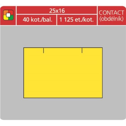 Cenové etikety 25 x 16 CONTACT žlutá, rovné, obdelník (40)