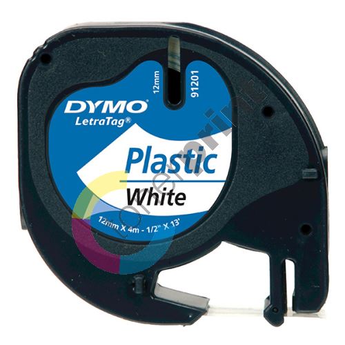 Páska Dymo LetraTag 12mm x 4m,S0721660, černý tisk/bílý podklad, 91221, 1