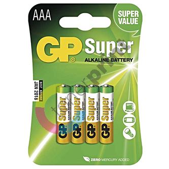 Baterie alkalická, AAA, 1.5V, GP, blistr, 4-pack, SUPER