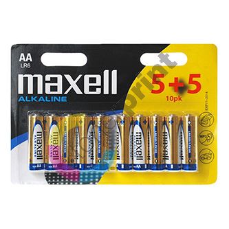 Baterie alkalická, AA, 1.5V, Maxell, blistr, 10-pack