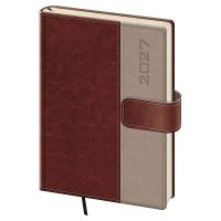 Týdenní diář A5 2027 – Classic hnědý, magnetické zapínání