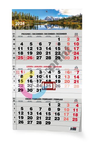 Nástěnný kalendář - Tříměsíční - A3 (s mezinárodními svátky) - černý - Příroda 1