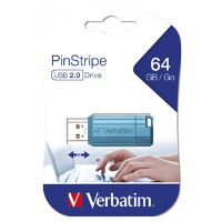 Verbatim USB flash disk, USB 2.0, 64GB, PinStripe, Store N Go, modrý, 49961, USB A, s výsu Verbatim USB flash disk, USB 2.0, 64GB, PinStripe, Store N Go, modrý, 49961, USB A, s výsu