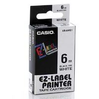 Páska do tiskárny štítků Casio XR-6WE1 6mm černý tisk/bílý podklad originál Páska do tiskárny štítků Casio XR-6WE1 6mm černý tisk/bílý podklad originál