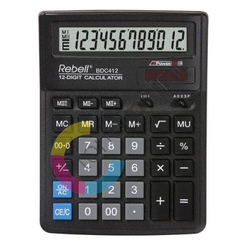 Kalkulačka Rebell RE-BDC412 BX, černá, stolní, dvanáctimístná 1