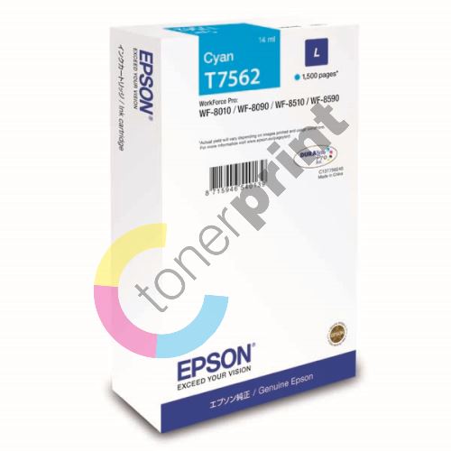 Cartridge Epson C13T756240, cyan, L, originál 1