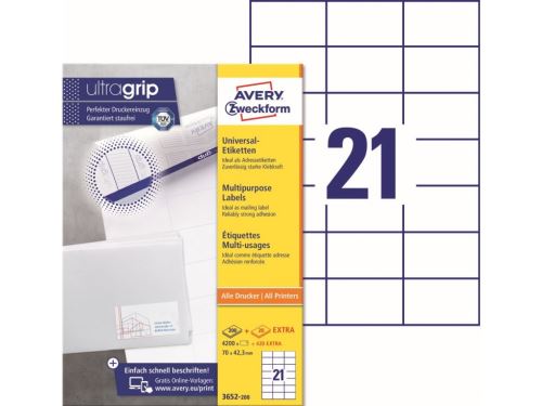 Samolepící etikety Ultragrip 70 x 42,3 mm, 220 listů A4 3652-200 1